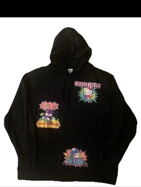 Hello Kitty And Friends Black Graphic Hoodie 3X Men Sanrio Skateboard